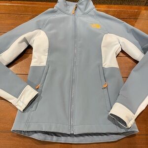 The North Face Kids Jacket - Gray and White with Orange Accent  mint!
